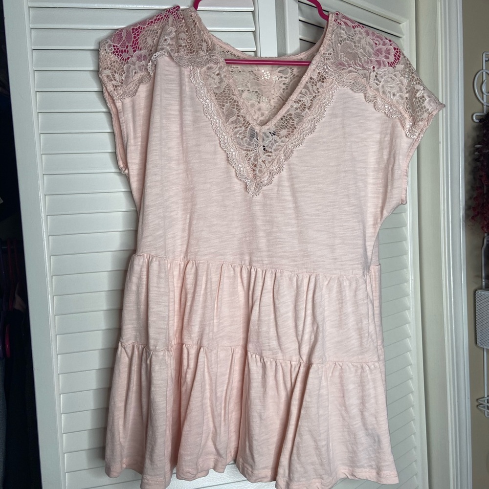 Torrid Soft Pink Baby Doll Blouse Shirt Size 00/10